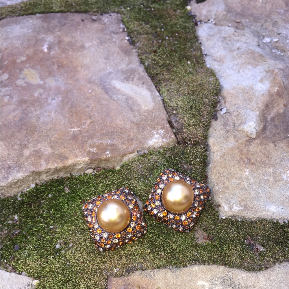 Kenneth J Lane Crystal Clip on Earrings
